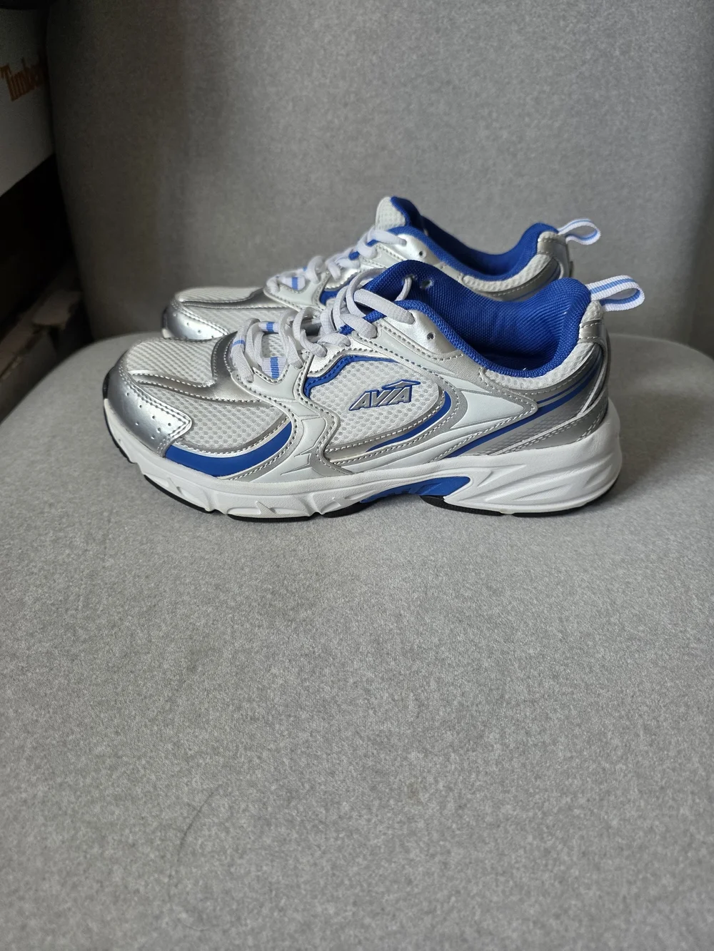 Avia White, Blue & Silver Running Sneakers